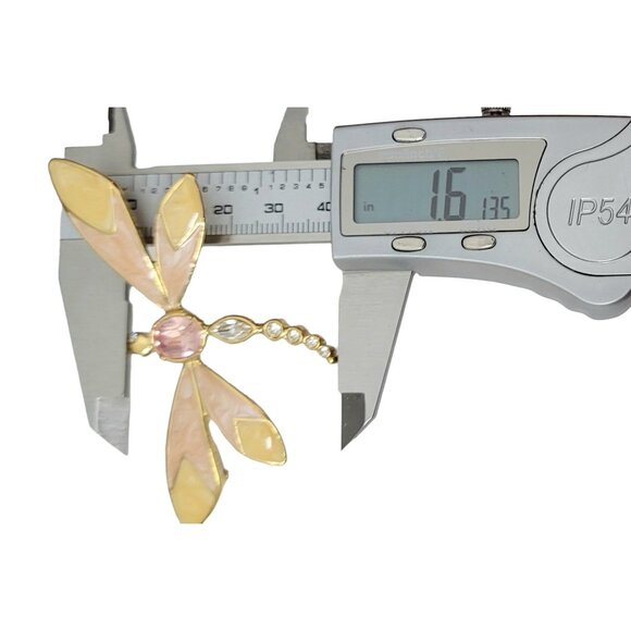 Kenneth Jay Lane For Avon Rhinestone Enamel Dragonfly Brooch Pin, Signed - Picture 6 of 7